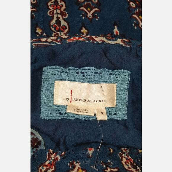 New Anthropologie Sasha Ruffled Tiered Maxi Dress $198 SMALL Blue Boho - Picture 4 of 5